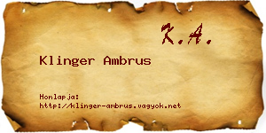 Klinger Ambrus névjegykártya