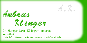 ambrus klinger business card